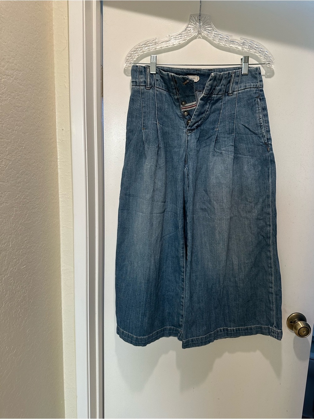 Pilcro and Anthropologie Pleated Wide Leg Cropped Denim Size 0P High Rise